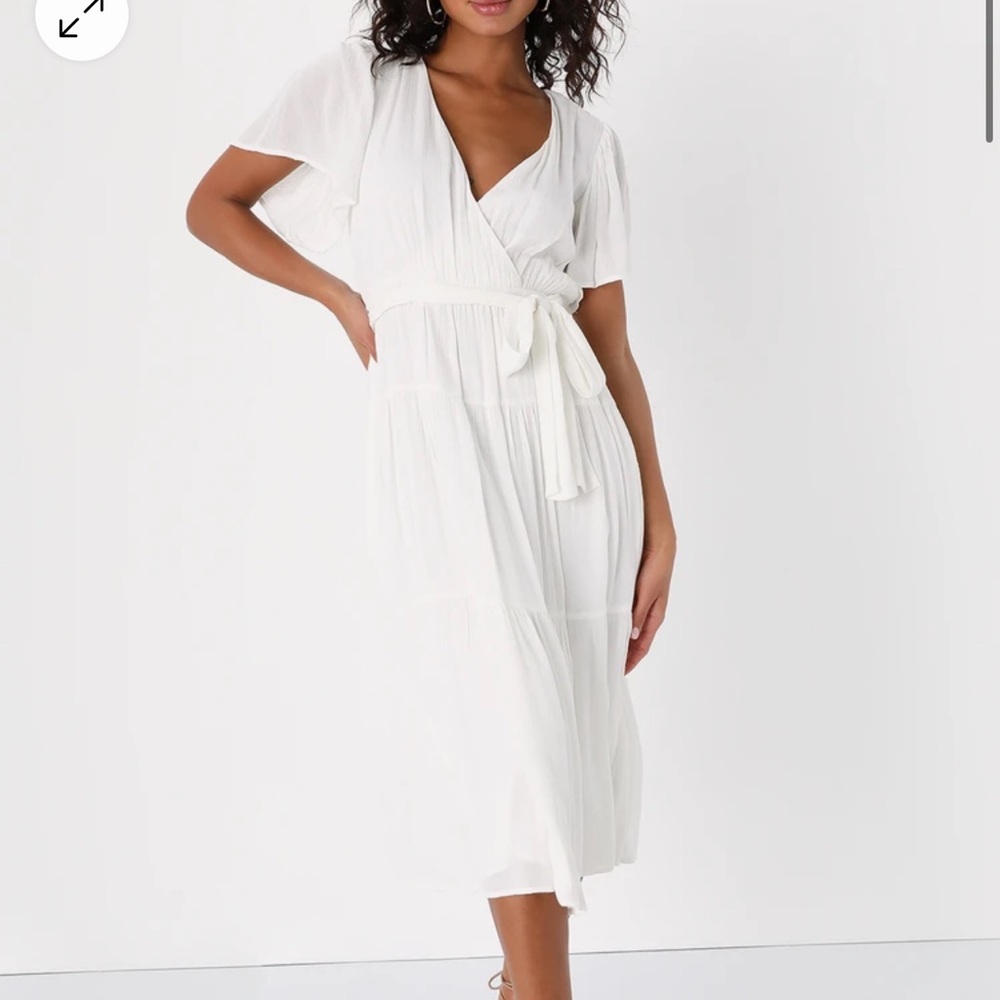 Lulu’s Faux Wrap Dress Wholesome Whimsy White